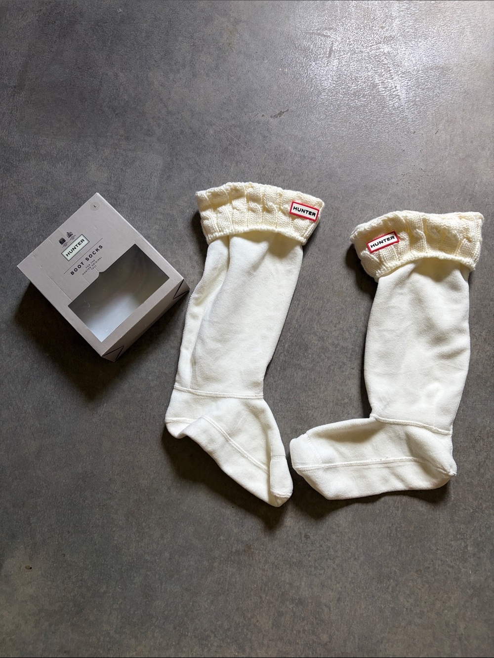 Hunter Boot Socks Fleece and Cable Knit Top Size Large